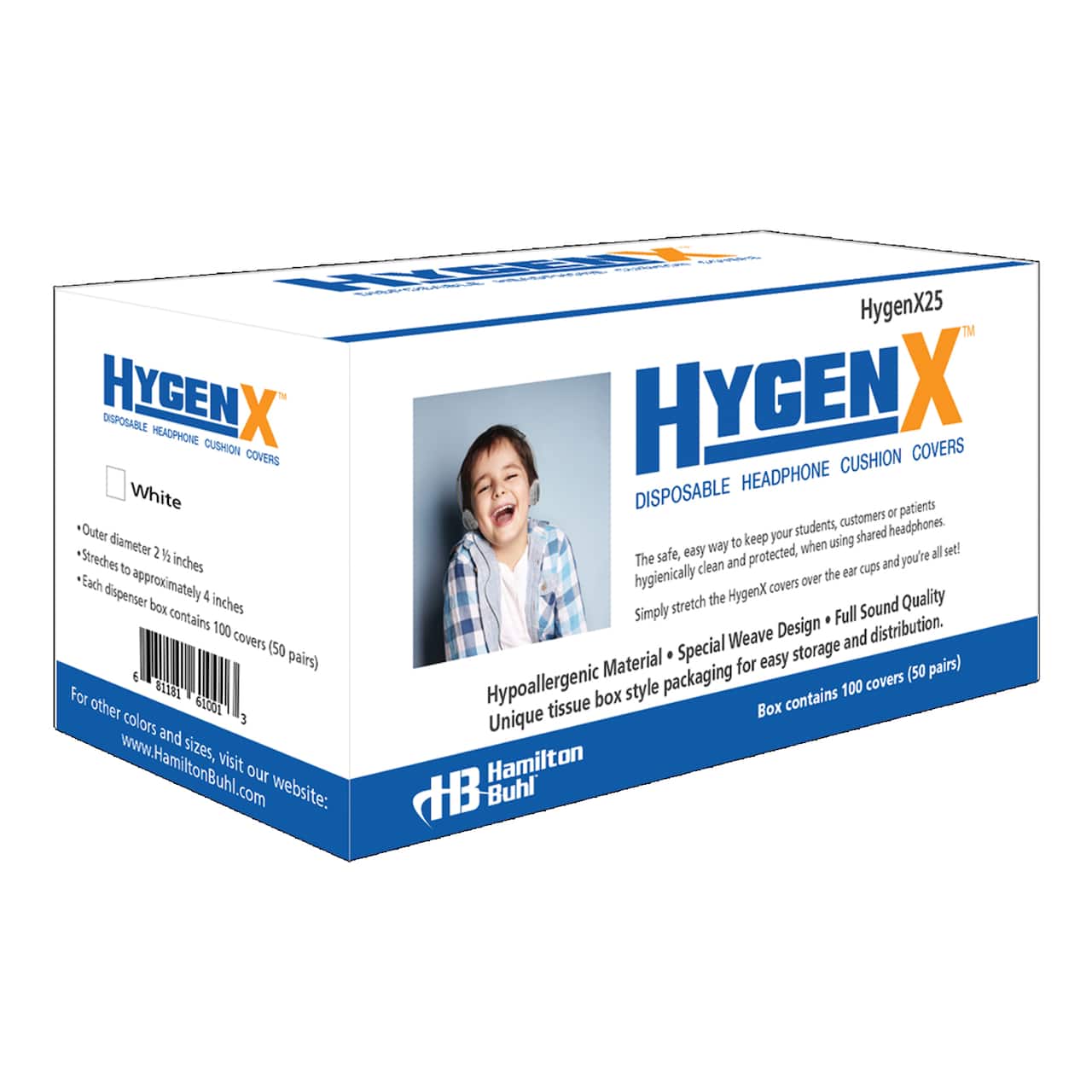 HamiltonBuhl® HygenX25 White Sanitary Headphone Cushion Covers, 100ct.